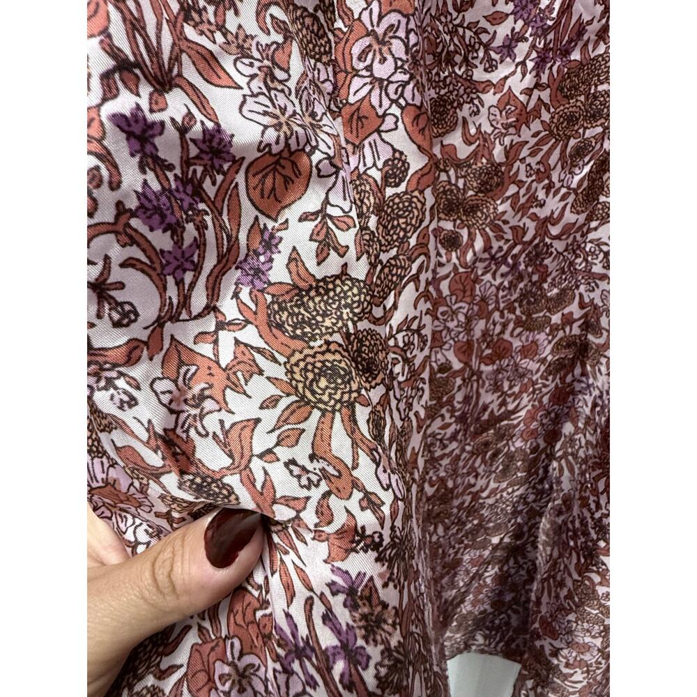 J CREW pink purple Sweetheart puff long sleeve silky midi dress in Fête Floral - Picture 6 of 12